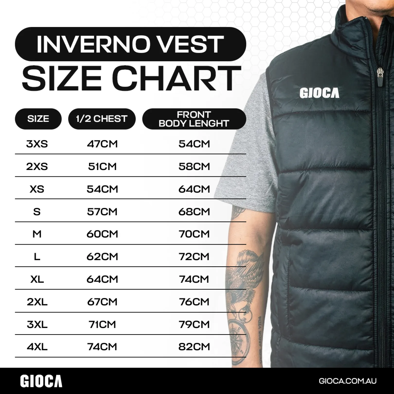 Inverno Vest Chart
