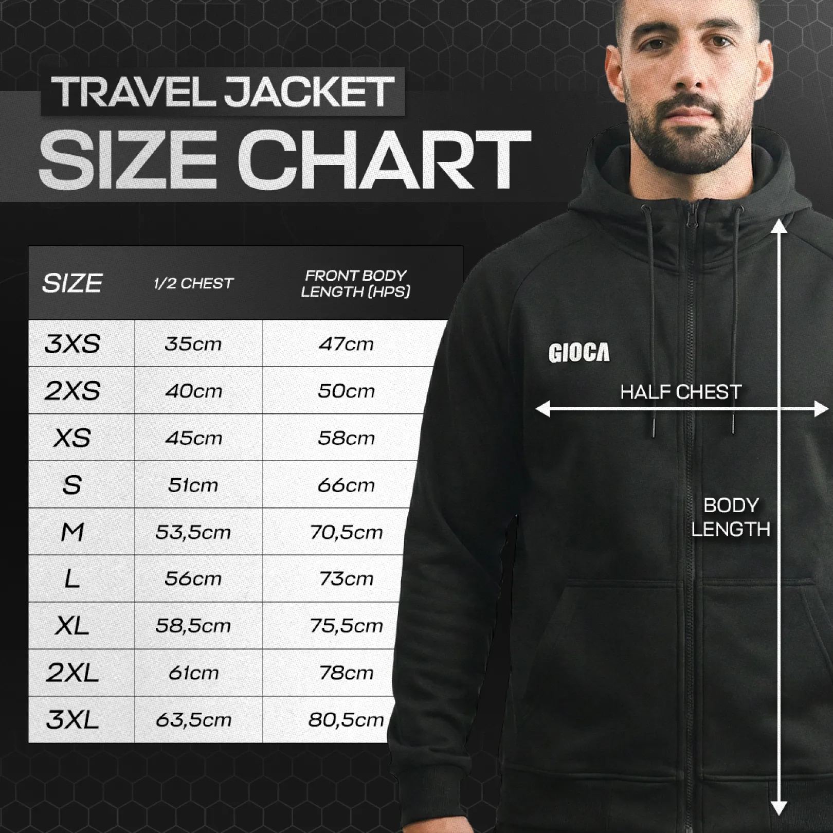 Travel Jacket Chart