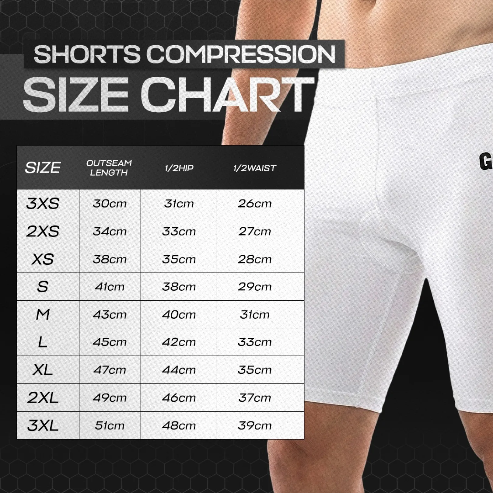 Shorts Compressions Size Chart