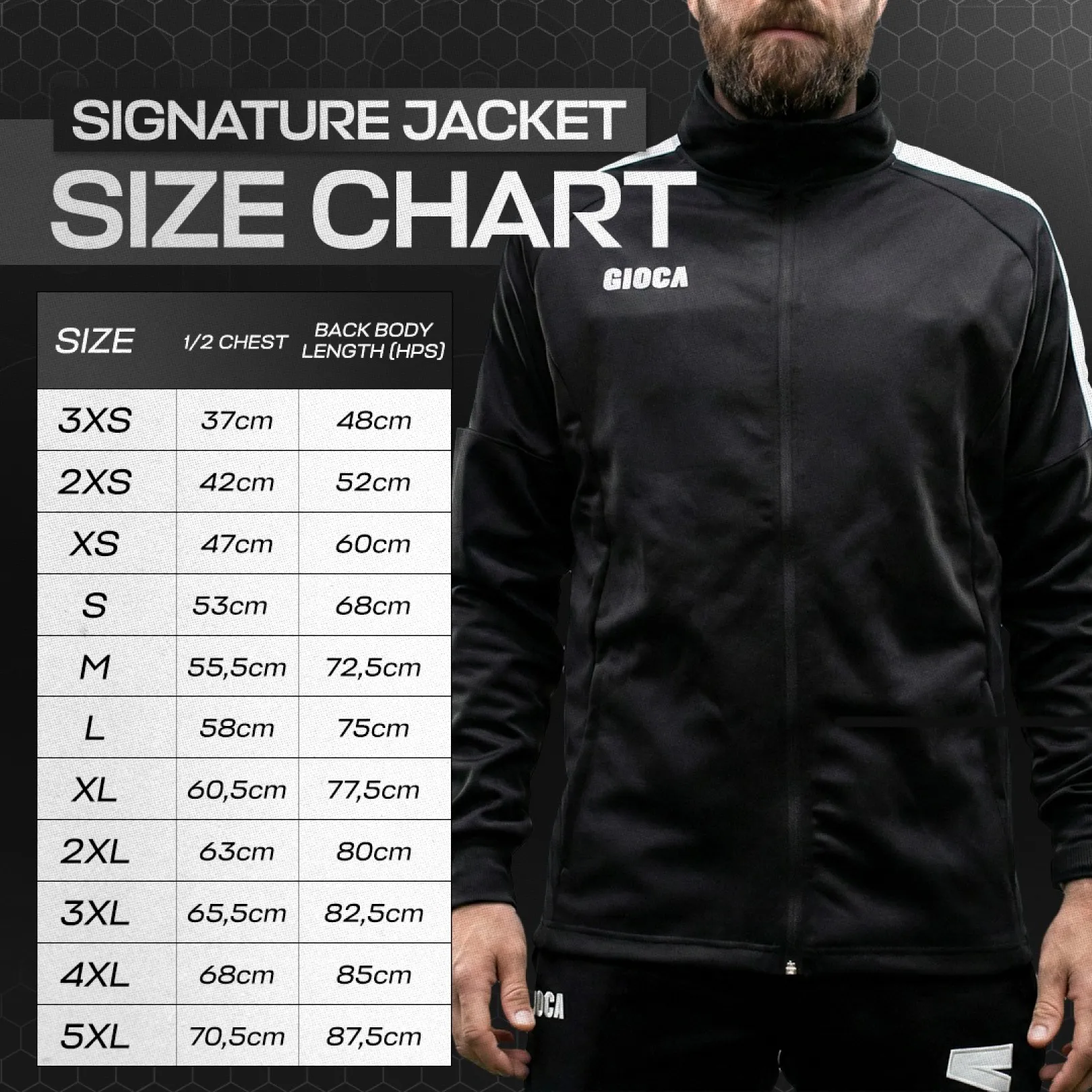 Shorts Signature Jacket Size Chart
